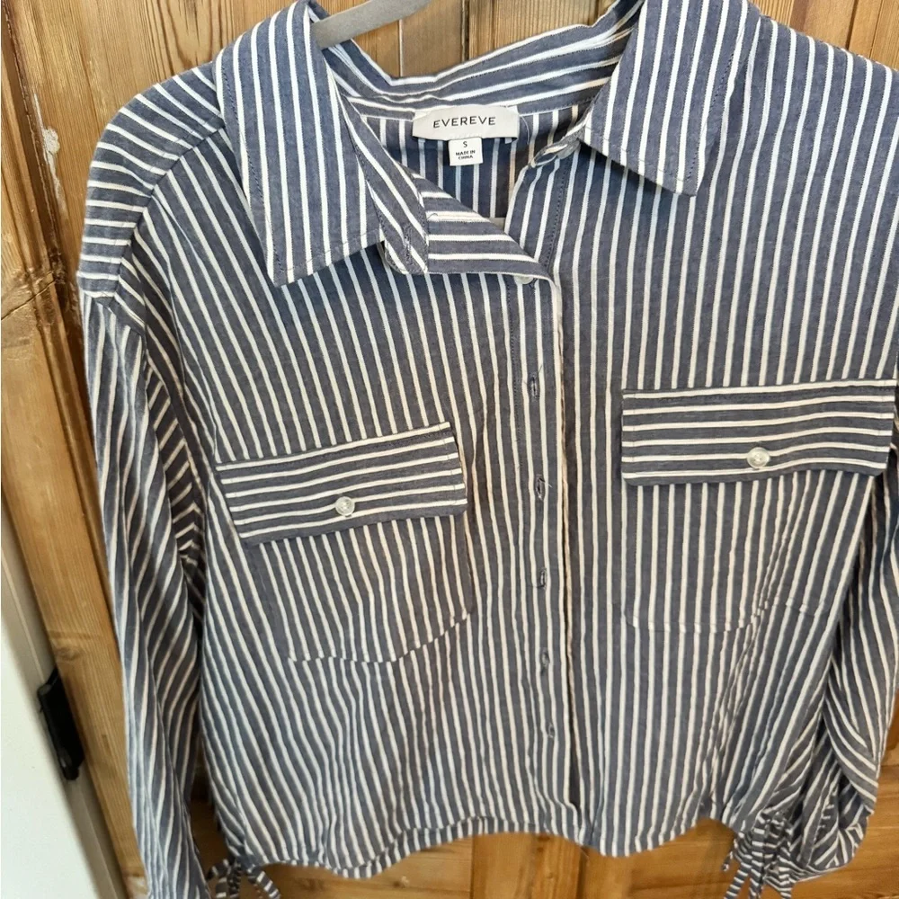 Evereve Blue and White Striped Blouse - Picture 1 of 1